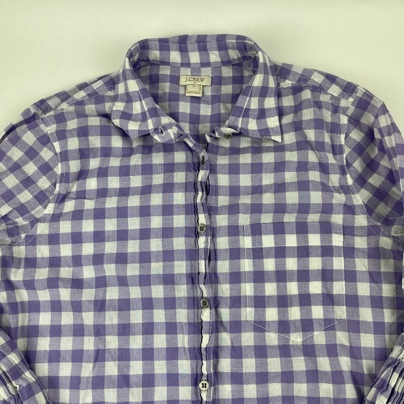 J Crew Button Up Shirt Womens Small Purple Plaid - Picture 3 of 9